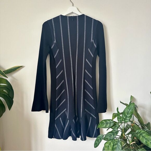 Derek Lam 10 Crosby Navy Blue Striped Mini Knitted Dress Size 6 - Picture 2 of 5